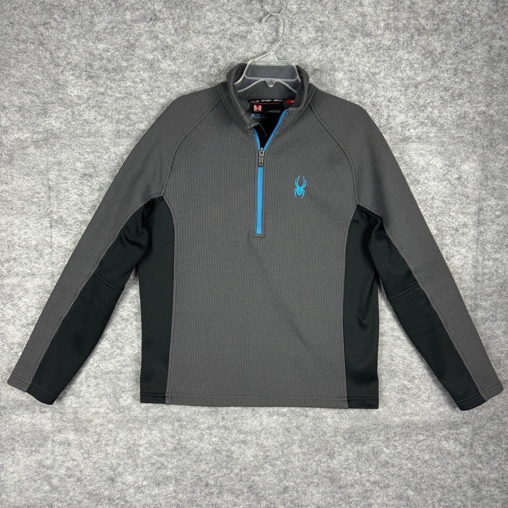 Spyder Pullover Mens Medium Gray 1/4 Zip‎ Core Sweater Knit Fleece Jacket